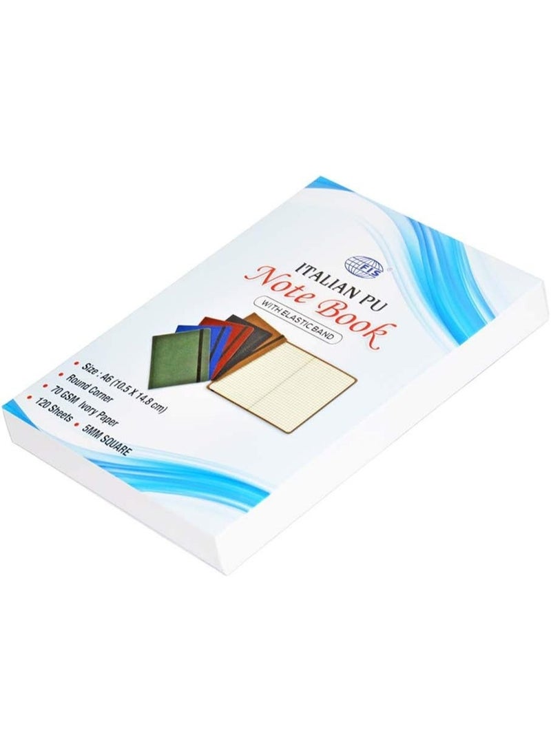 FIS 120-Sheets Italian PU Notebook A6, 5mm Square, Green - FSNB5M1603 - Image 2